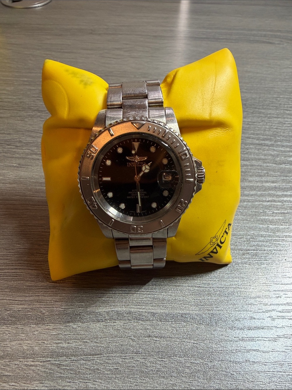 Invicta Silver Automatic Bracelet Watch with Black Dial